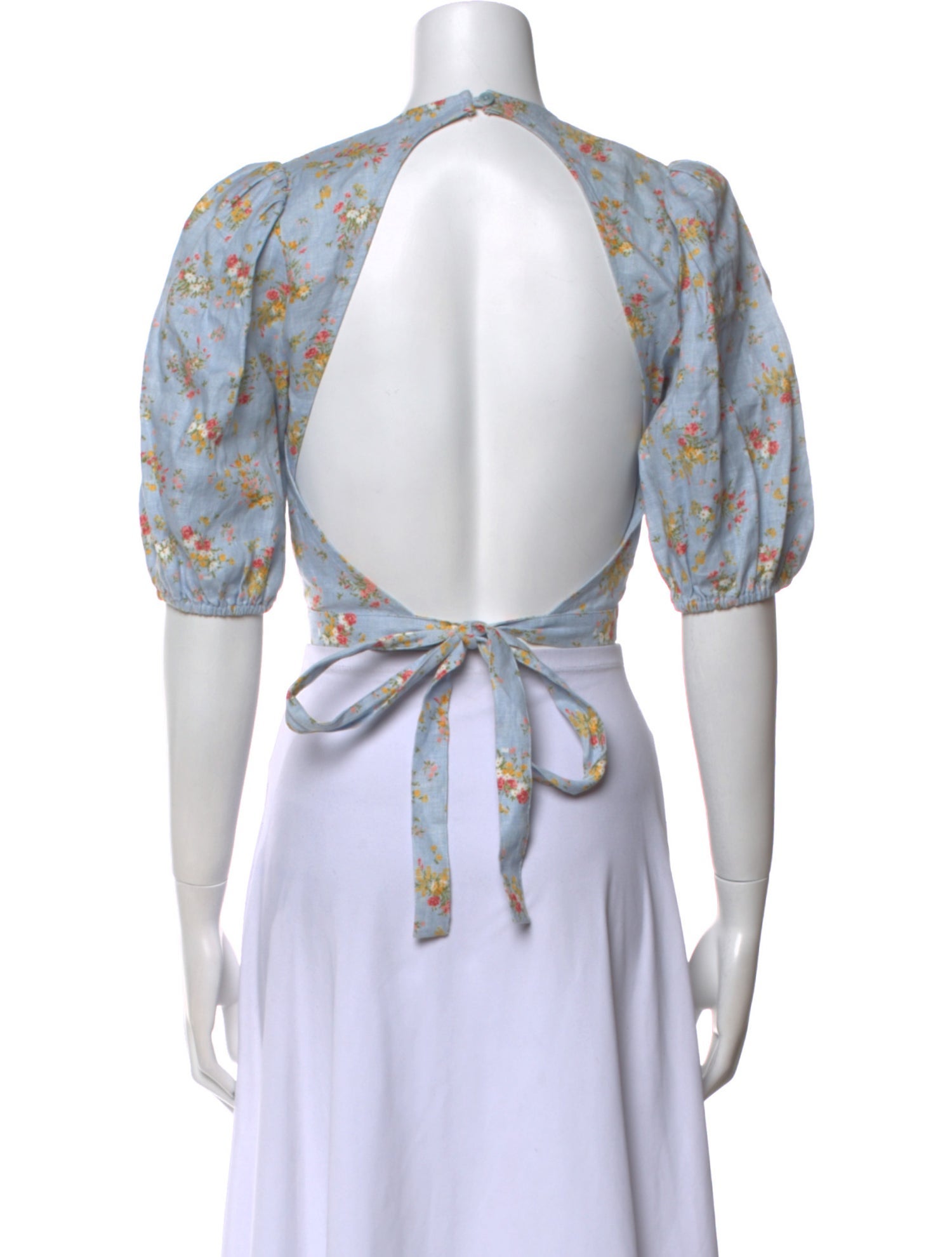 Reformation Linen Floral Print Crop Top